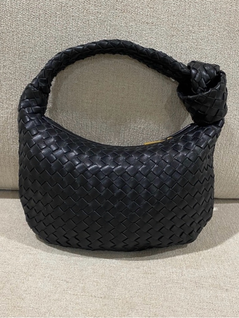 Woven Hobo Shoulder Bag - Black - Picture 4 of 9